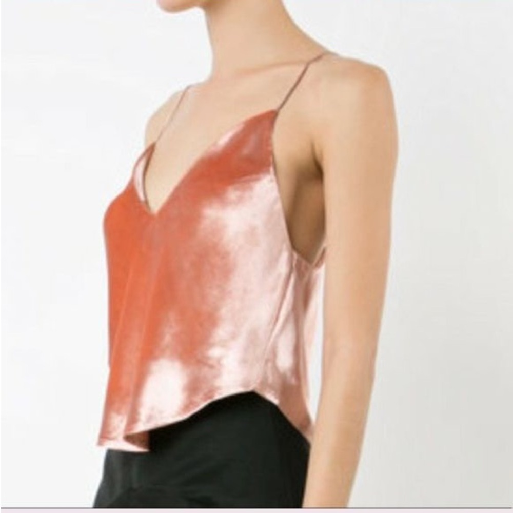 Fleur Du Mal Flamingo Pink Velvet Crop Camisole Tank Size M - Picture 2 of 8